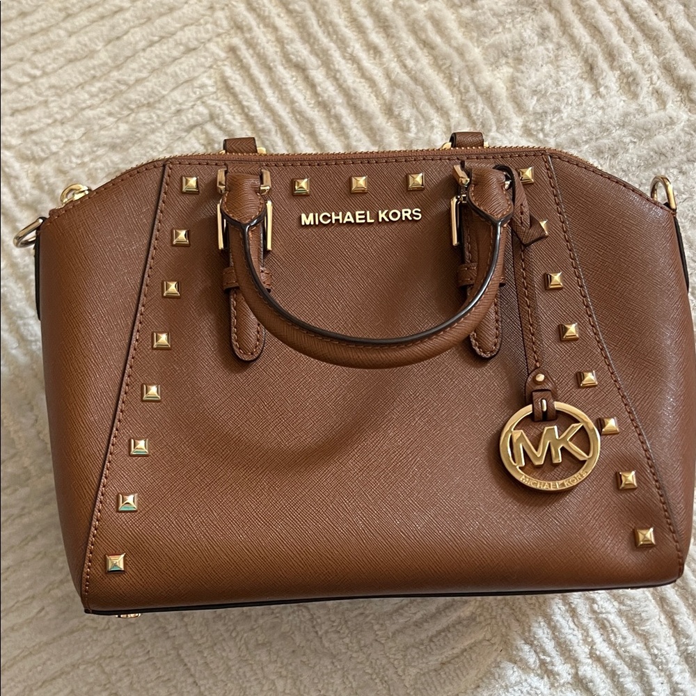 Michael Kors Tan Studded Satchel
